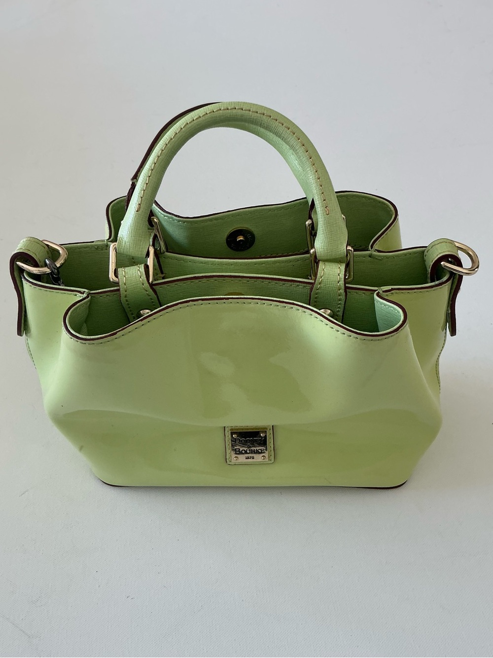 Dooney & Bourke Patent Leather Mini Barlow Satchel Key Lime Green Handbag